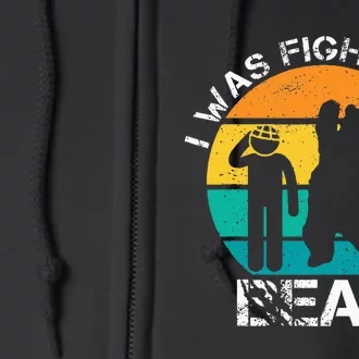 I Was Fighting A Bear Funny Head Injury Concussion Retro Full Zip Hoodie