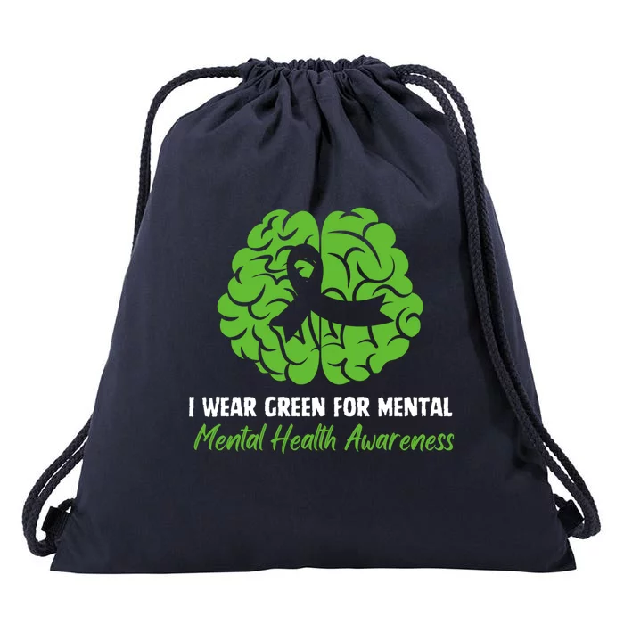 I Wear Green Tal Health Awareness Ribbon Month Meaningful Gift Drawstring Bag