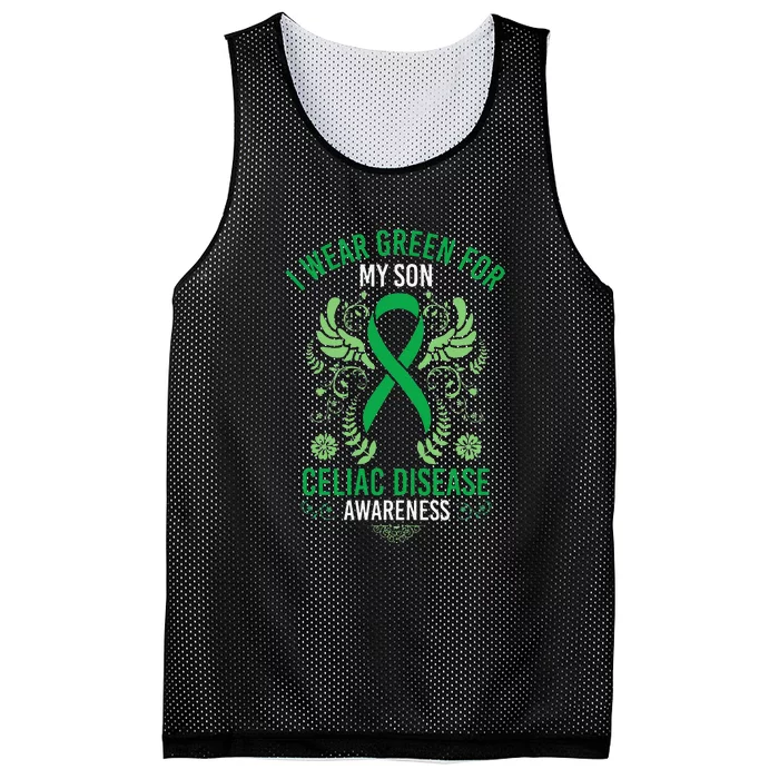 I Wear Green For My Son Celiacs Disease Awareness Mesh Reversible Basketball Jersey Tank