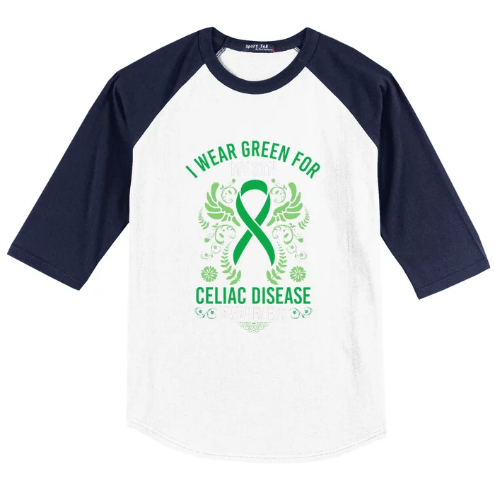 I Wear Green For My Son Celiacs Disease Awareness Baseball Sleeve Shirt