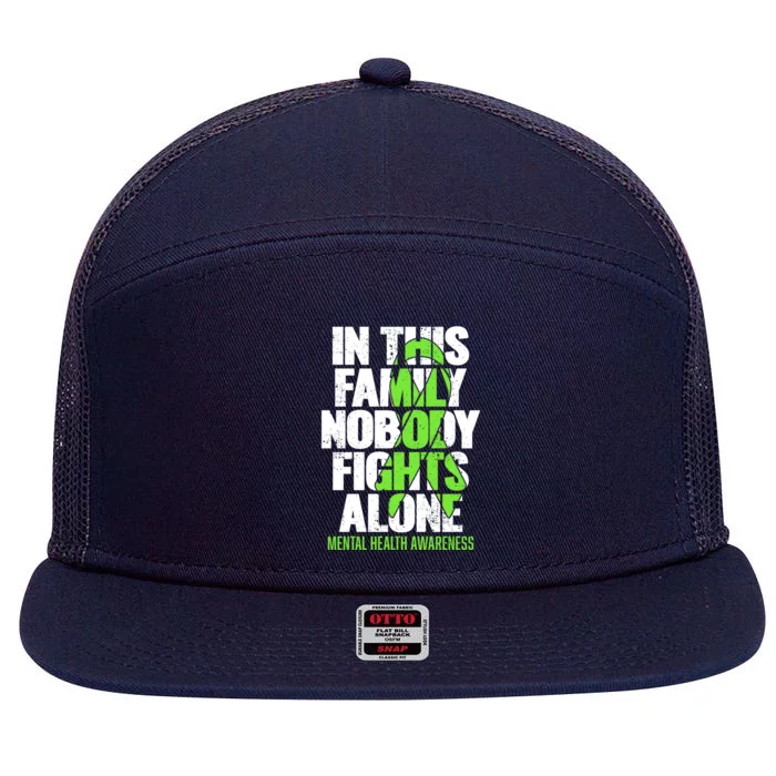 I Wear Green Ribbon Fight The Stigma Tal Health Awareness Great Gift 7 Panel Mesh Trucker Snapback Hat