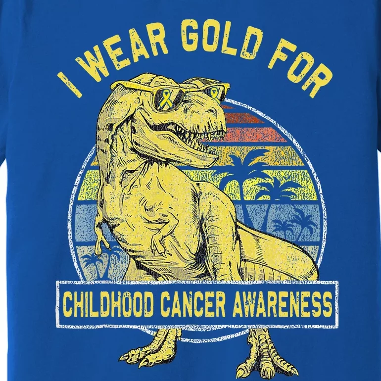 I Wear Gold For Childhood Cancer Awareness Dinosaur Premium T-Shirt