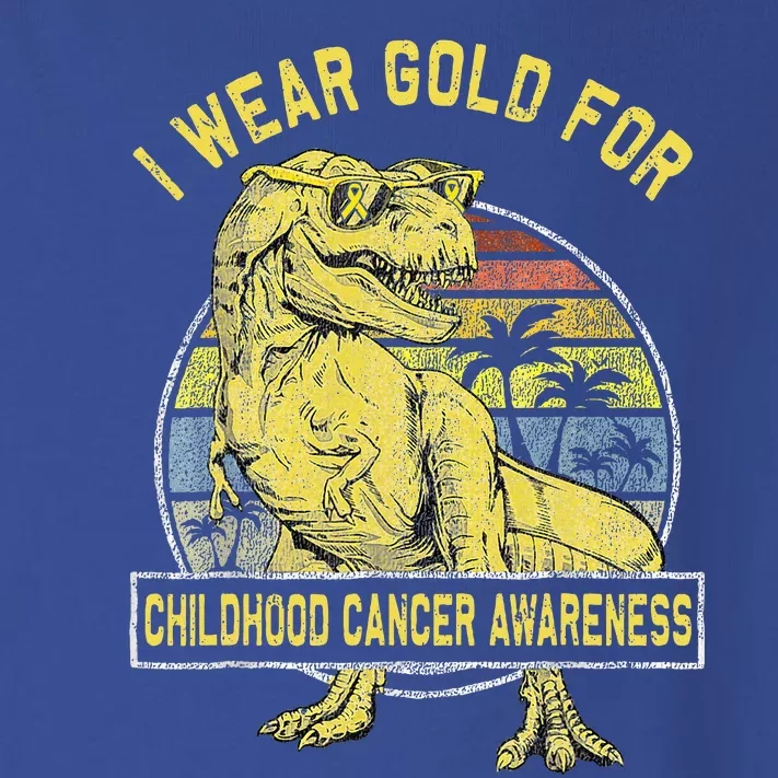 I Wear Gold For Childhood Cancer Awareness Dinosaur Toddler Long Sleeve Shirt