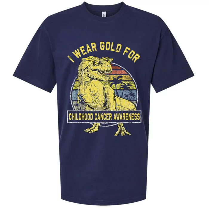 I Wear Gold For Childhood Cancer Awareness Dinosaur Sueded Cloud Jersey T-Shirt