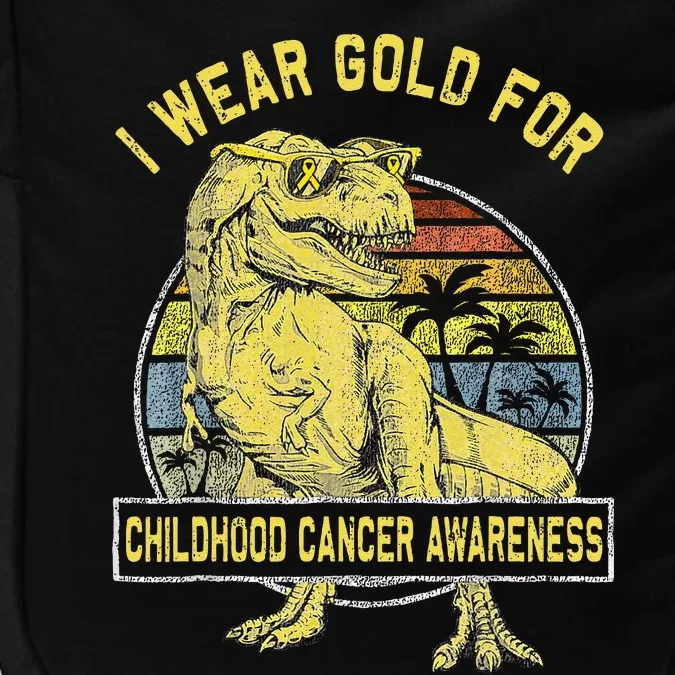 I Wear Gold For Childhood Cancer Awareness Dinosaur Impact Tech Backpack