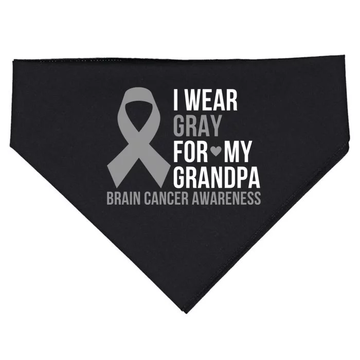 I Wear Gray For My Grandpa Brain Cancer Awareness Ribbon Gift USA-Made Doggie Bandana