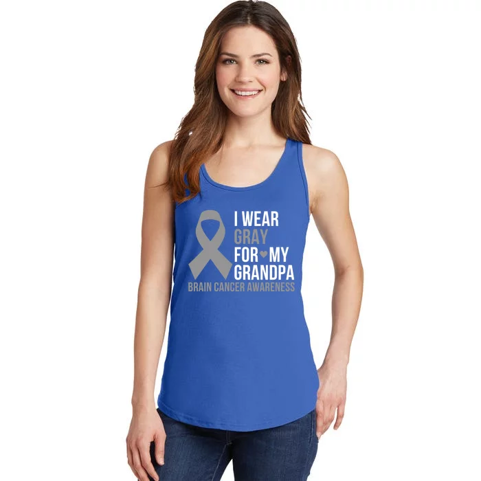 I Wear Gray For My Grandpa Brain Cancer Awareness Ribbon Gift Ladies Essential Tank