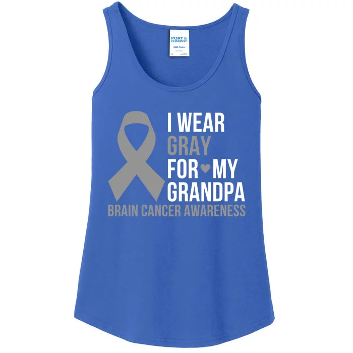 I Wear Gray For My Grandpa Brain Cancer Awareness Ribbon Gift Ladies Essential Tank