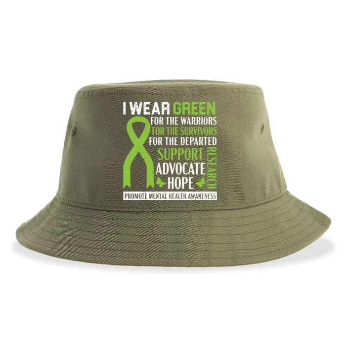 I Wear Green Tal Health Awareness Fight The Stigma Gift Sustainable Bucket Hat