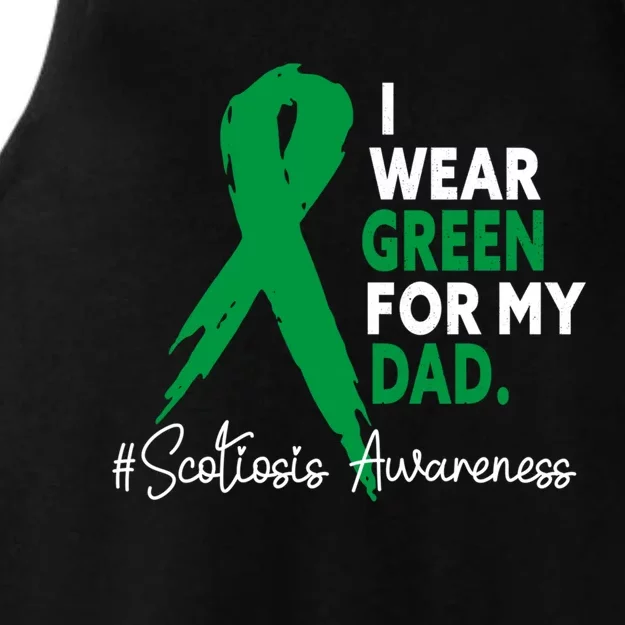 I Wear Green For My Dad Scoliosis Awareness Month Ribbon Cute Gift Ladies Tri-Blend Wicking Tank