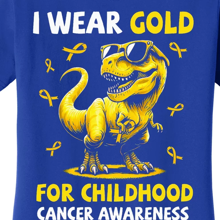 I Wear Gold For Childhood Cancer Awareness Dinosaur Women's T-Shirt