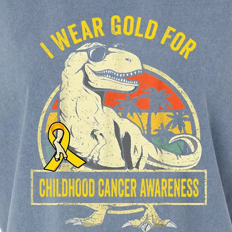 I Wear Gold For Childhood Cancer Awareness Dinosaur Garment-Dyed Women's Muscle Tee