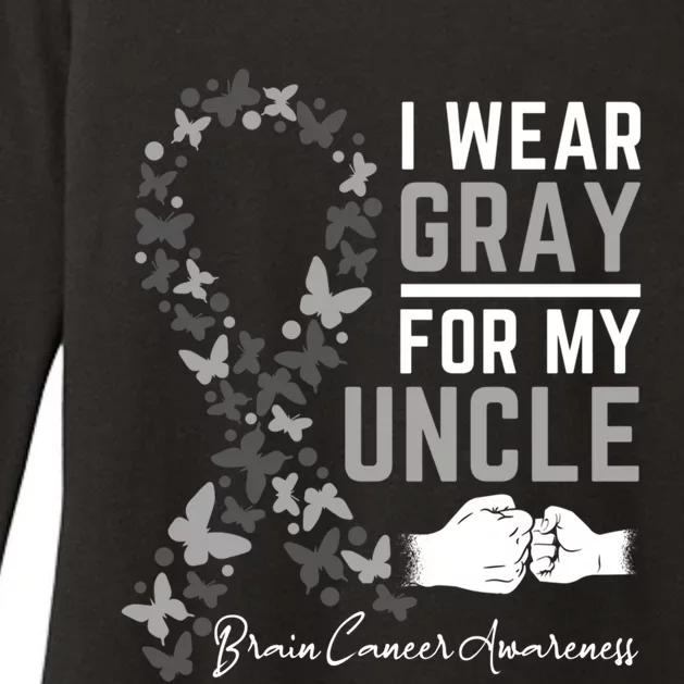 I Wear Gray For My Uncle Funny Gift Brain Cancer Awareness Funny Gift Womens CVC Long Sleeve Shirt