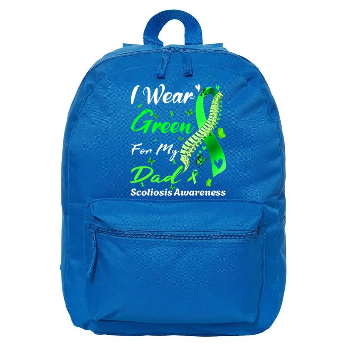 I Wear Green For My Dad Scoliosis Awareness Spinal Injury Gift 16 in Basic Backpack