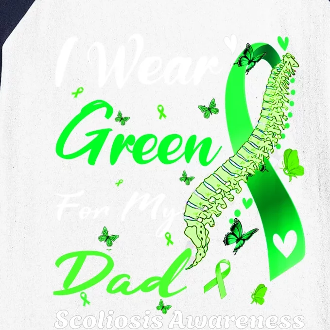 I Wear Green For My Dad Scoliosis Awareness Spinal Injury Gift Baseball Sleeve Shirt