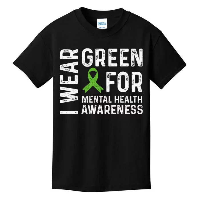 I Wear Green For Mental Health Awareness Month Kids T-Shirt