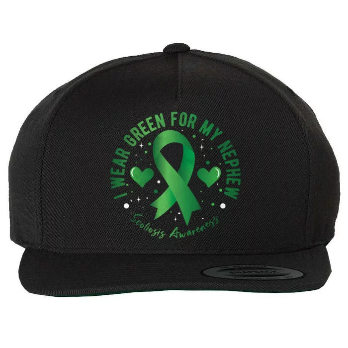 I Wear Green For My Nephew Scoliosis Awareness Gift Wool Snapback Cap