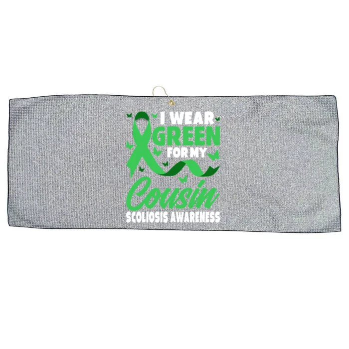 I Wear Green For My Warrior Cousin For Scoliosis Awareness Funny Gift Large Microfiber Waffle Golf Towel