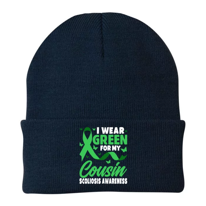 I Wear Green For My Warrior Cousin For Scoliosis Awareness Funny Gift Knit Cap Winter Beanie