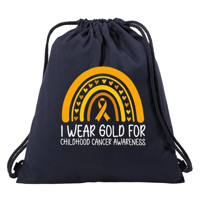 I Wear Gold For Childhood Cancer Awareness Warriors Drawstring Bag