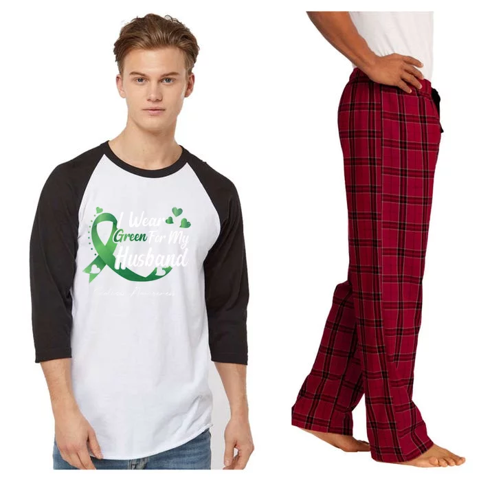 I Wear Green For My Husband Scoliosis Awareness Gift Raglan Sleeve Pajama Set