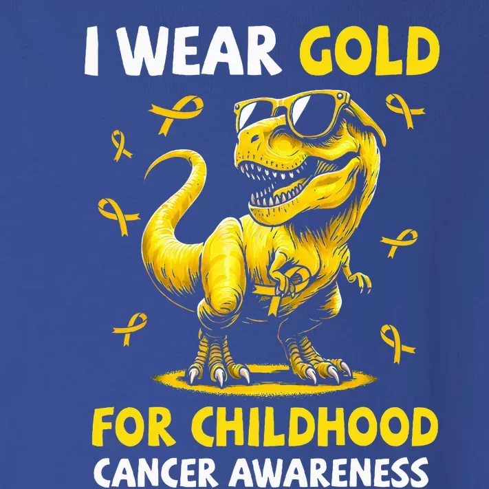 I Wear Gold For Childhood Cancer Awareness Dinosaur Toddler Long Sleeve Shirt