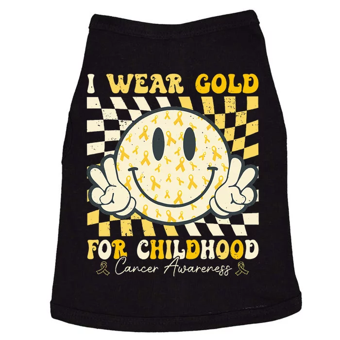 I Wear Gold For Childhood Cancer Awareness Doggie Tank