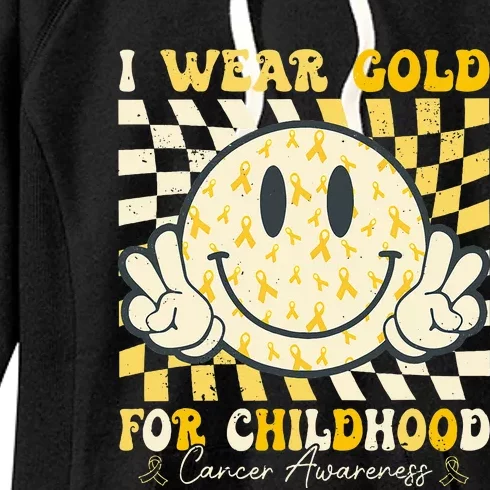 I Wear Gold For Childhood Cancer Awareness Women's Fleece Hoodie