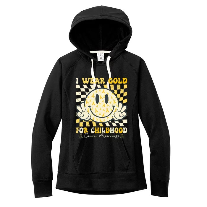 I Wear Gold For Childhood Cancer Awareness Women's Fleece Hoodie