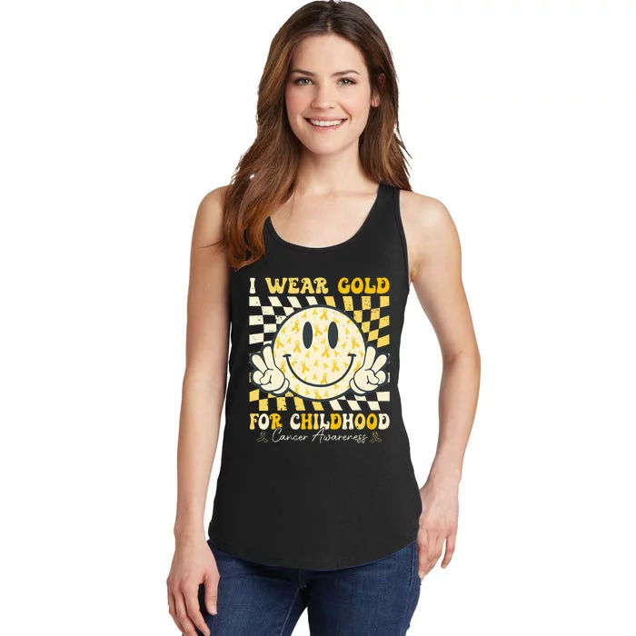 I Wear Gold For Childhood Cancer Awareness Ladies Essential Tank