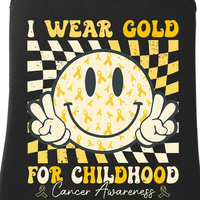 I Wear Gold For Childhood Cancer Awareness Ladies Essential Tank