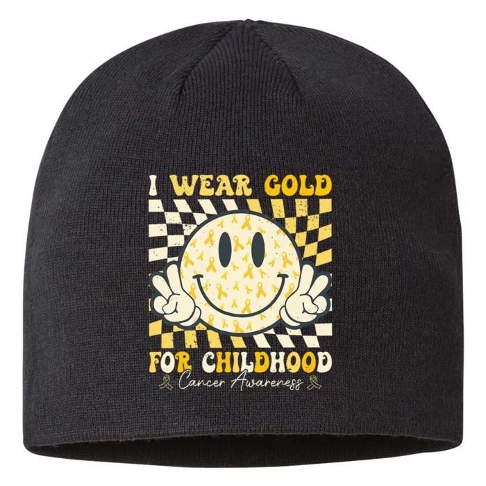 I Wear Gold For Childhood Cancer Awareness 8 1/2in Sustainable Knit Beanie