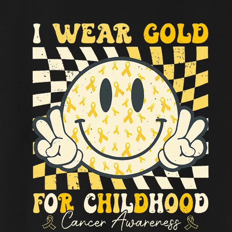 I Wear Gold For Childhood Cancer Awareness Women's Crop Top Tee