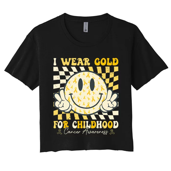 I Wear Gold For Childhood Cancer Awareness Women's Crop Top Tee