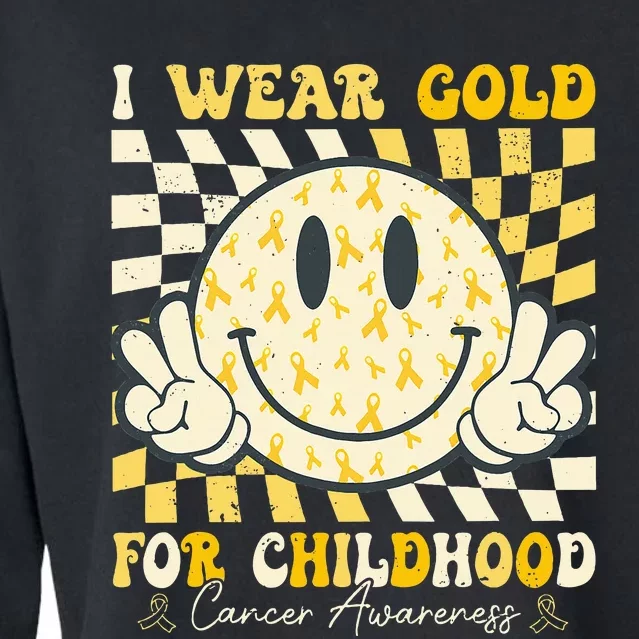 I Wear Gold For Childhood Cancer Awareness Cropped Pullover Crew