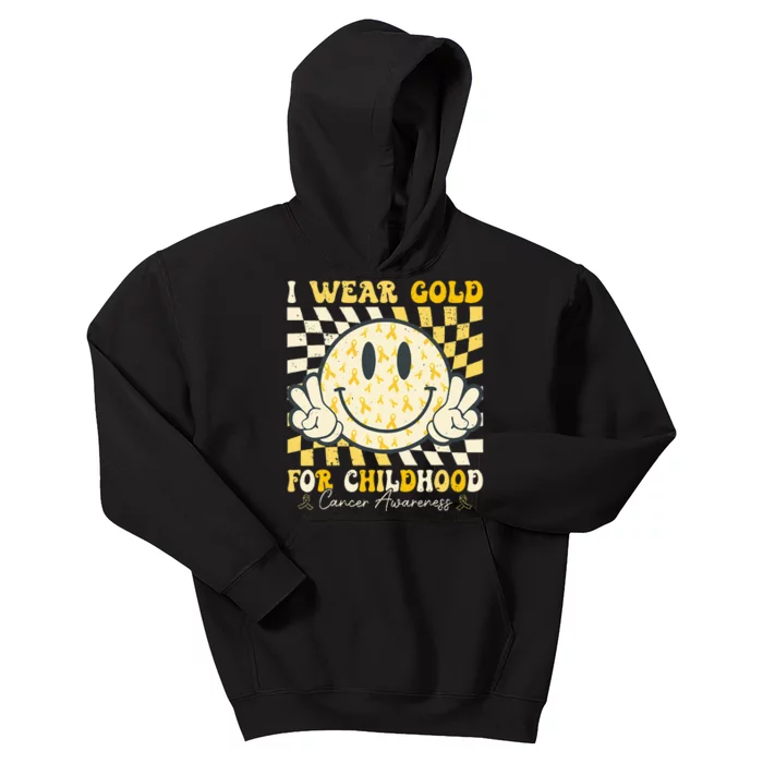 I Wear Gold For Childhood Cancer Awareness Kids Hoodie