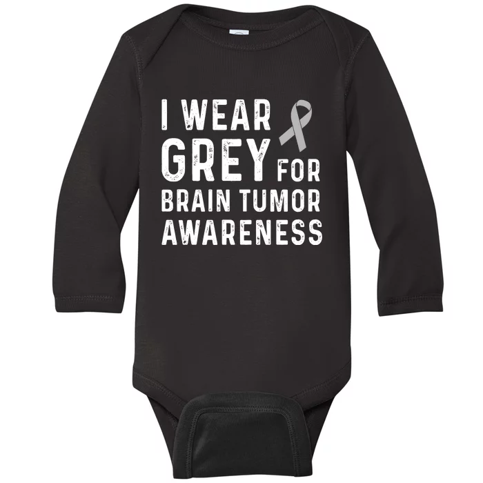 I Wear Gray For Brain Tumor Awareness Baby Long Sleeve Bodysuit