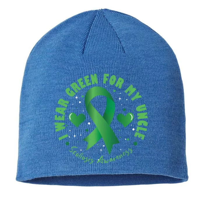 I Wear Green For My Uncle Scoliosis Awareness Gift 8 1/2in Sustainable Knit Beanie