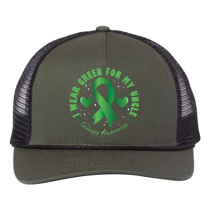 I Wear Green For My Uncle Scoliosis Awareness Gift Retro Rope Trucker Hat Cap