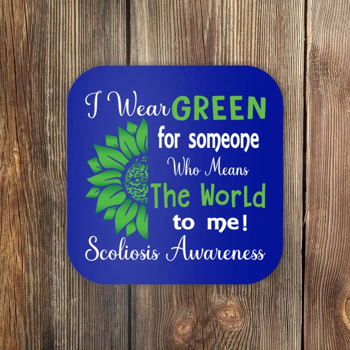 I Wear Green For Scoliosis Awareness Month Green Sunflower Cute Gift Coaster