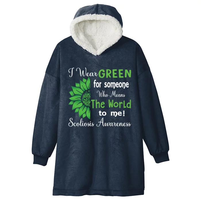 I Wear Green For Scoliosis Awareness Month Green Sunflower Cute Gift Hooded Wearable Blanket