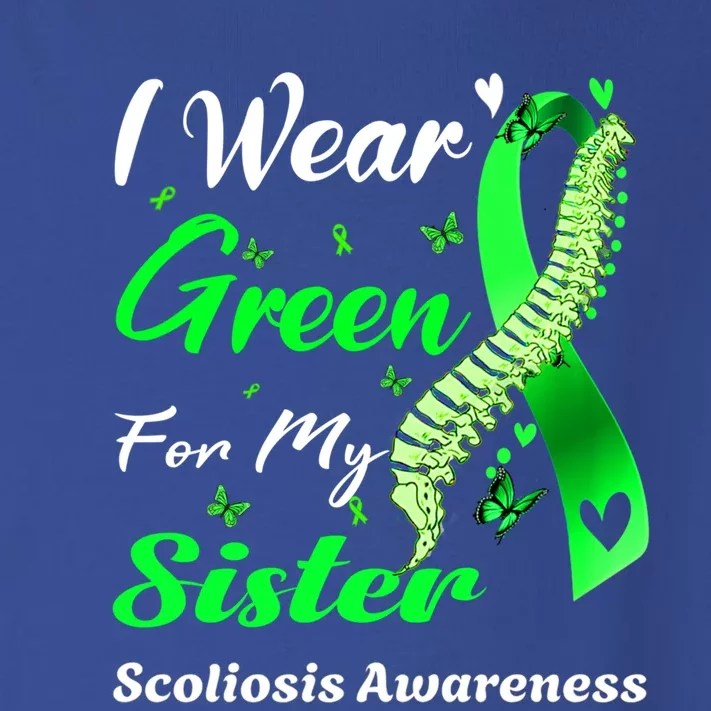 I Wear Green For Sister Scoliosis Awareness Cute Gift Toddler Long Sleeve Shirt