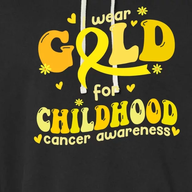 I Wear Gold For Childhood Cancer Awareness Garment-Dyed Fleece Hoodie