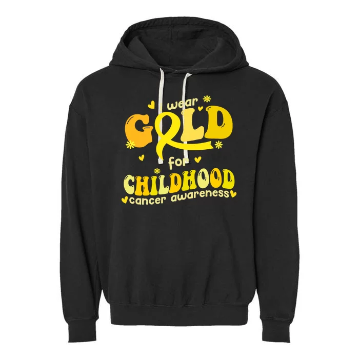 I Wear Gold For Childhood Cancer Awareness Garment-Dyed Fleece Hoodie