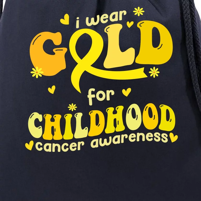 I Wear Gold For Childhood Cancer Awareness Drawstring Bag