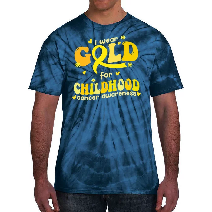 I Wear Gold For Childhood Cancer Awareness Tie-Dye T-Shirt