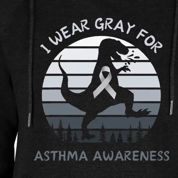 I Wear Gray For Asthma Awareness Trex Retro Sunset Womens Funnel Neck Pullover Hood