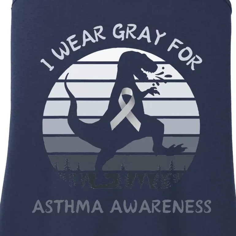 I Wear Gray For Asthma Awareness Trex Retro Sunset Ladies Essential Tank