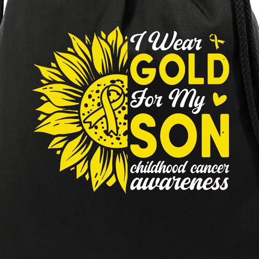 I Wear Gold For My Son Childhood Cancer Awareness Drawstring Bag