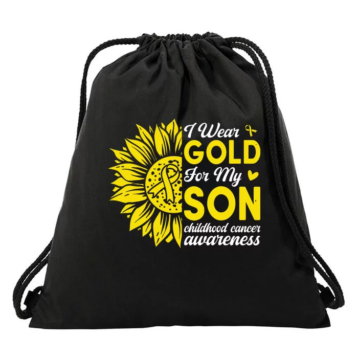 I Wear Gold For My Son Childhood Cancer Awareness Drawstring Bag